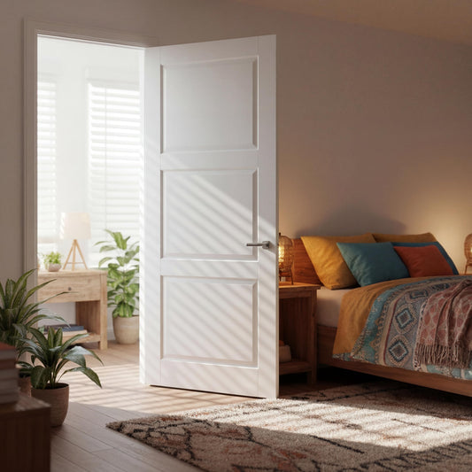 30"×80" 3-Panel Solid Core Slab Door, French Interior Door, Wood+ MDF, Soundproof for Bedroom/Storage Room, DIY Color, Easy to Install