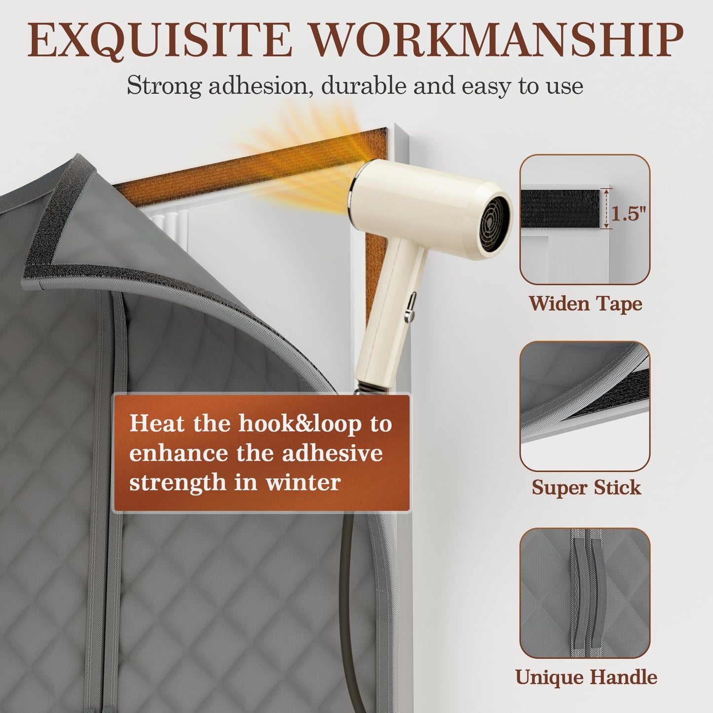 Yotache Magnetic Thermal Insulated Door Curtain Fits 38 x 82 inch Doors, Curtain Size 40" x 84" Weatherproof Oxford Material Screen Door Covers Keep Cold Drafts Out, Gray