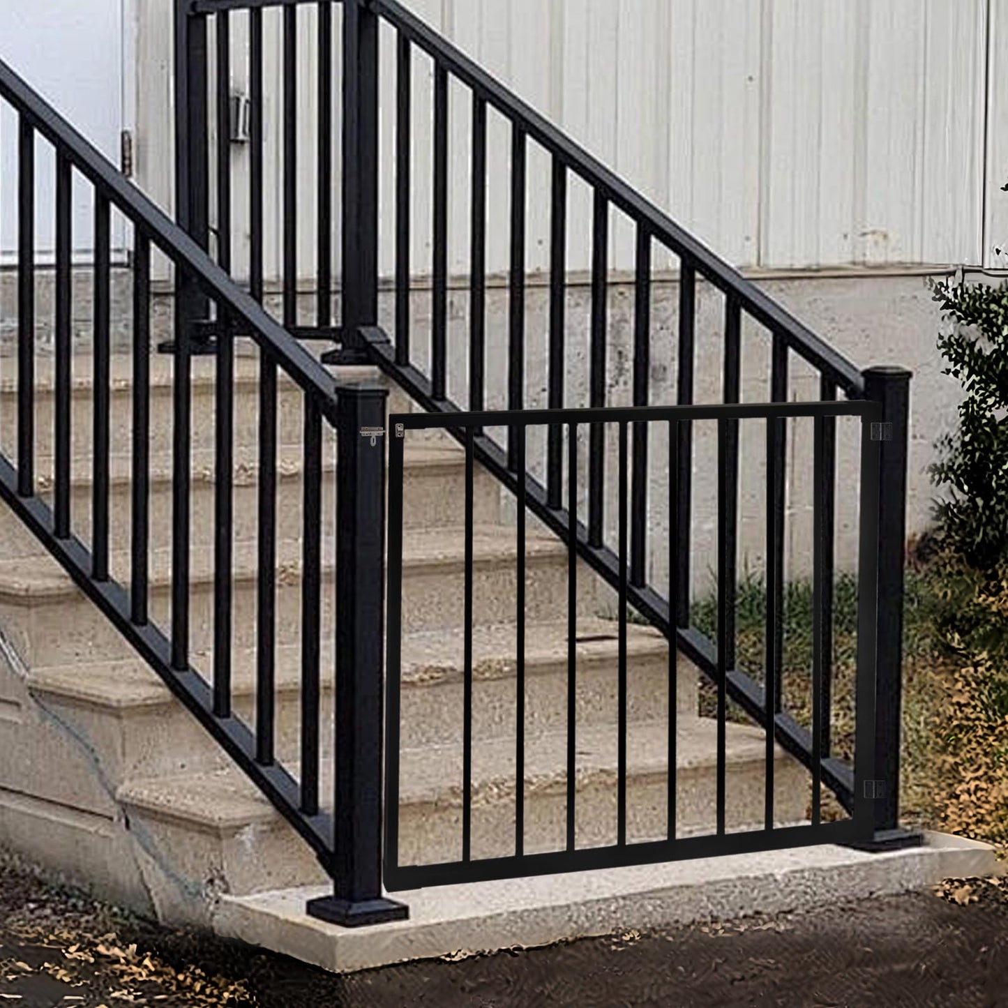Deck Fence Gate Kit (38" Height X 48" Width) – Entry Way Metal Gate Black Powder Coated DIY Fence Gate for Residential Deck, Patio, Yard & Garden – Includes Hinges and Latch