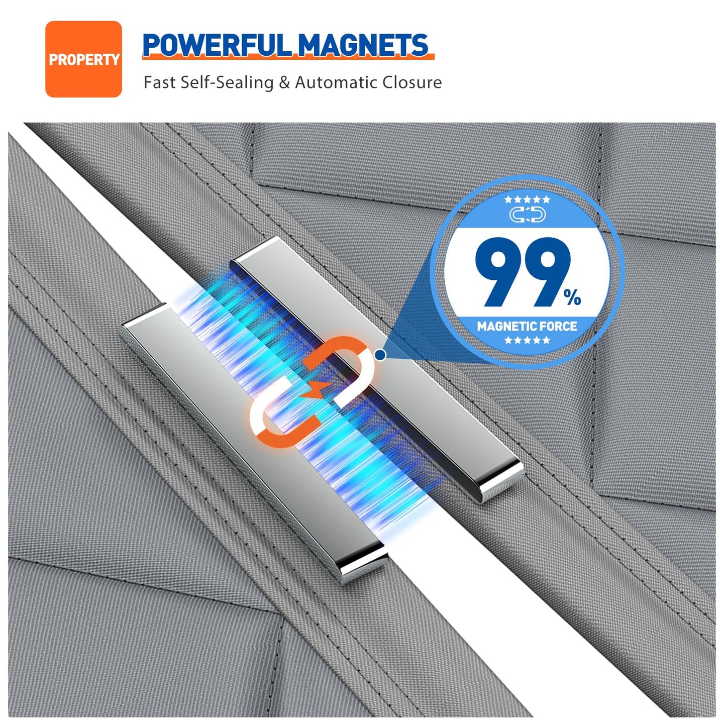 MAGZO Magnetic Winter Thermal Insulated Door Curtain Fits Door Size 30" x 80", Oxford Cloth Strong Magnets Winter Entrance Insulation, Thicken Cotton Entrance Cover for Doorways, Gray