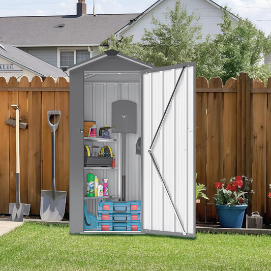 YOPTO 2.5x1.4 FT Outdoor Storage Shed, Tool Shed with Waterproof Roof and Lockable Door,Metal Shed with Adjustable Open Shelves for Backyard Garden Patio Lawn,Black