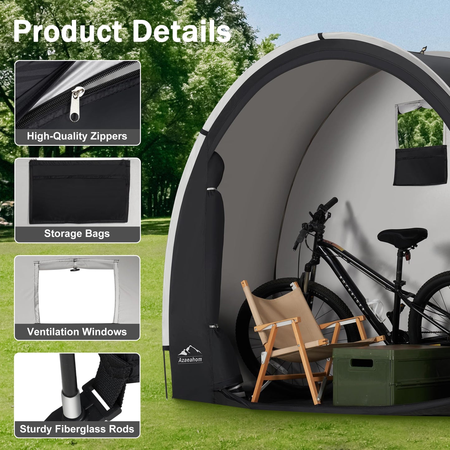 Bike Storage Shed Tent, Waterproof Outdoor Storage Shed for Bicycle, Easy Setup, Portable Storage Tent for Motorcycle,Garden Tools,Lawn Mower