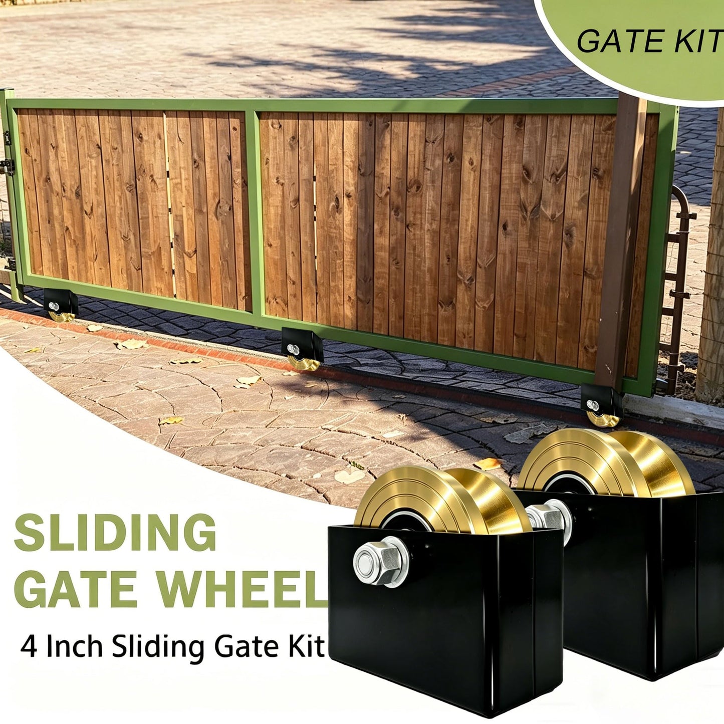 FVCLBZ 4'' Sliding Gate Rollers Wheel 2-Pack V Groove Gate Wheel, Heavy Duty Sliding Gate Rollers 3000 Lbs Capacity, Double Bearing with Welded Bracket and Screws (1-3/4" Wheel Width)