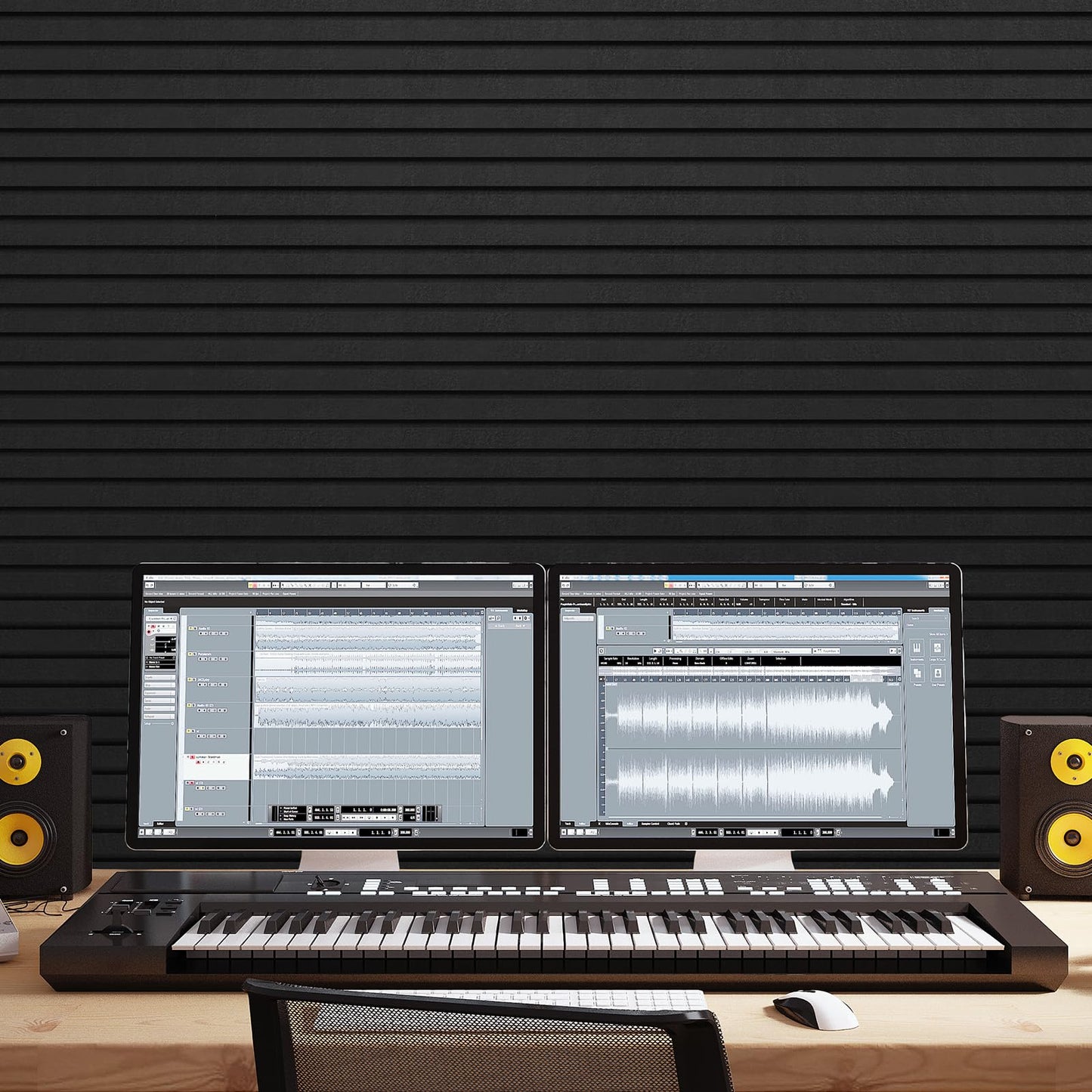 TONOR Dual-Layer Thickened Acoustic Wall Panels Self Adhesive, 4 Pack 47.2"x23.6"x0.72" High Density Large Sound Proof Panels for Walls, Peel and Stick Wall Panels for Interior Wall Décor, Black