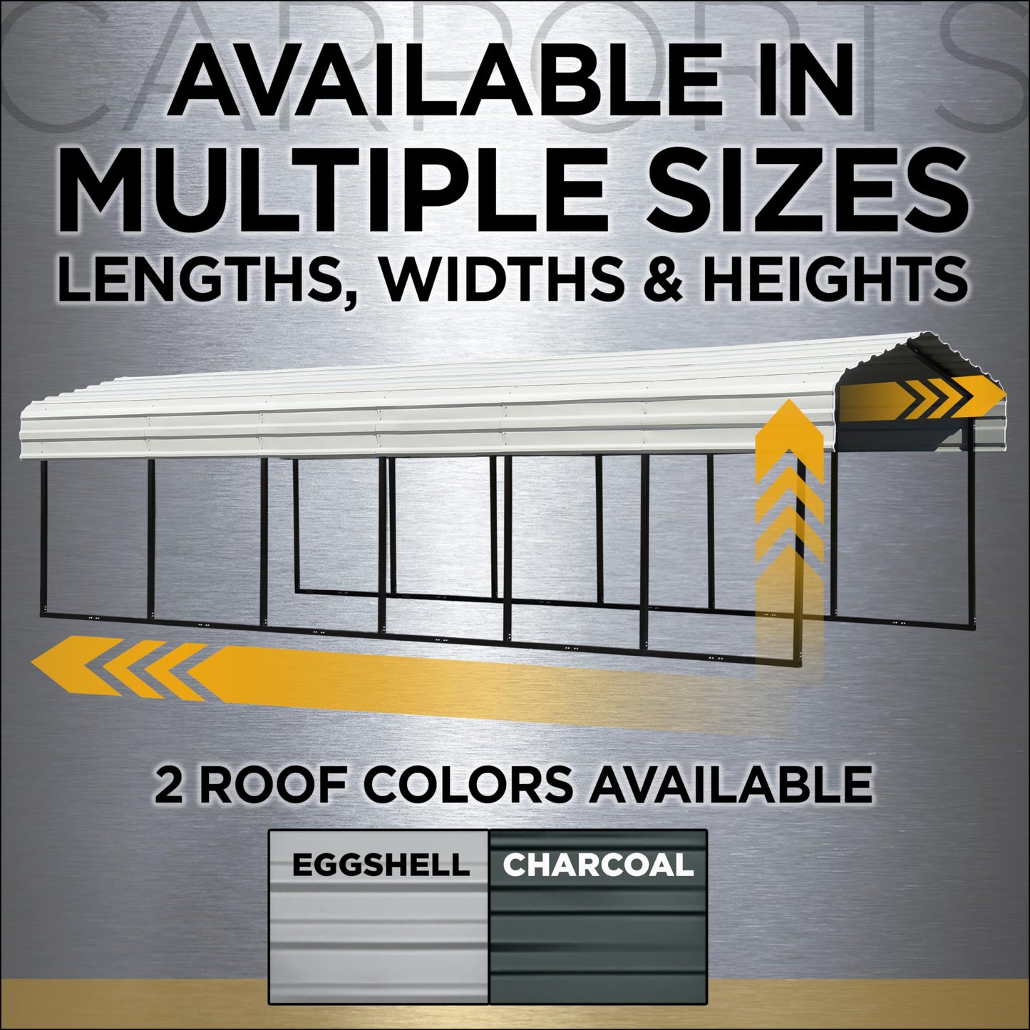 ARROW 12' x 20' x 7' 29-Gauge Carport with Galvanized Steel Roof Panels