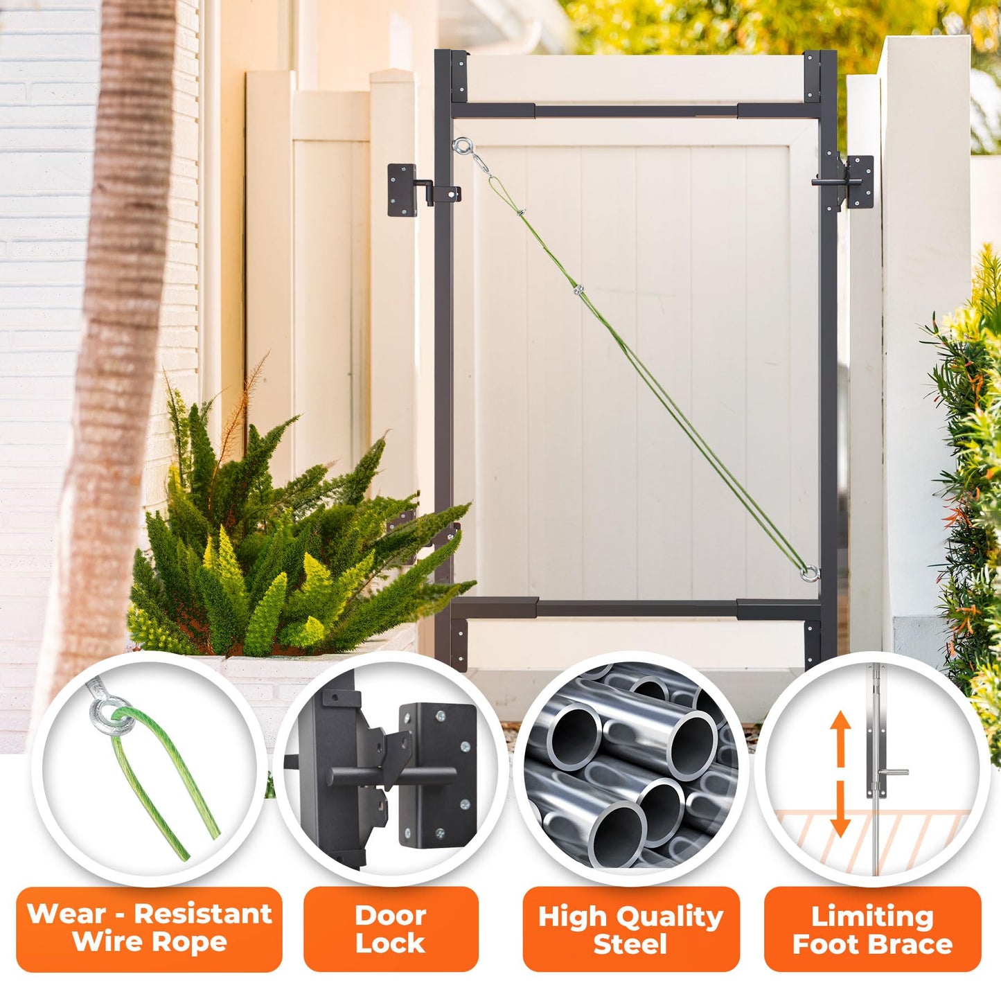 Heavy Duty DIY Fence Gate Kit – 36"-72" Adjustable Wood Gate Building Kit for 4-5 ft Fences, Fits Both 1"x4" and 2"x4" Wood