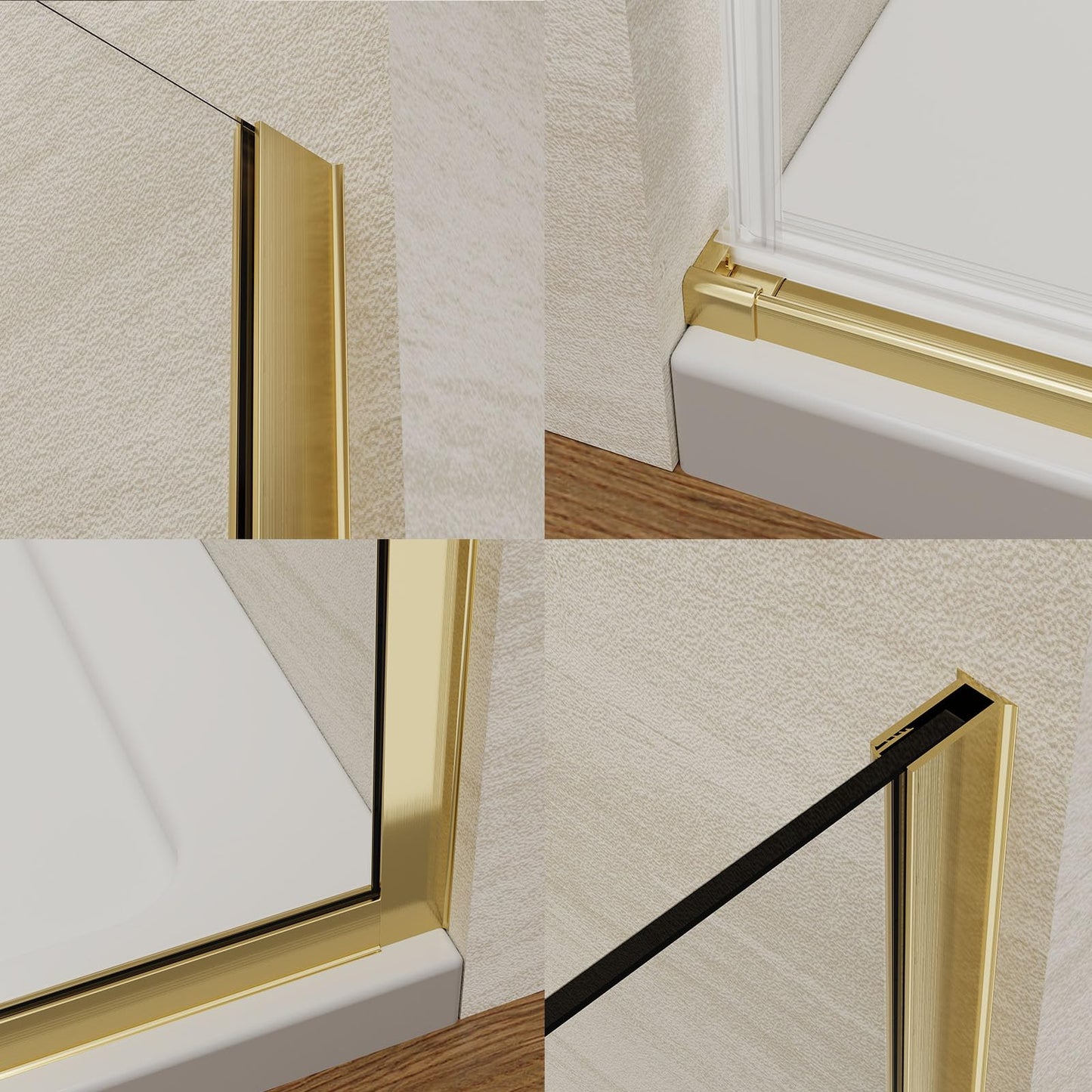 Pivot Swing Shower Door, Adjustable Width 59-60" W x 74" H Semi-Frameless Shower Glass Door with 5/16 in (8mm) Clear SGCC Tempered Glass with Nano Easy-Clean Coating (Brushed Gold)