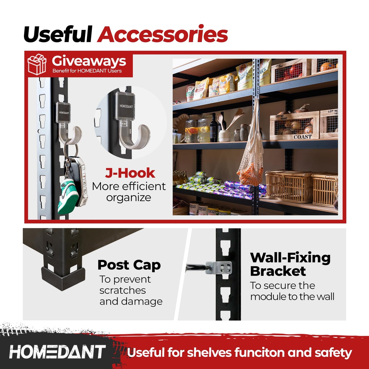 HOMEDANT 47.7" W Deep 5 Tier Heavy Duty Garage Shelving Adjustable Metal Rack Storage Shelves Standing Shelf Unit Organizers Industrial Warehouse Basement Black 1Pack