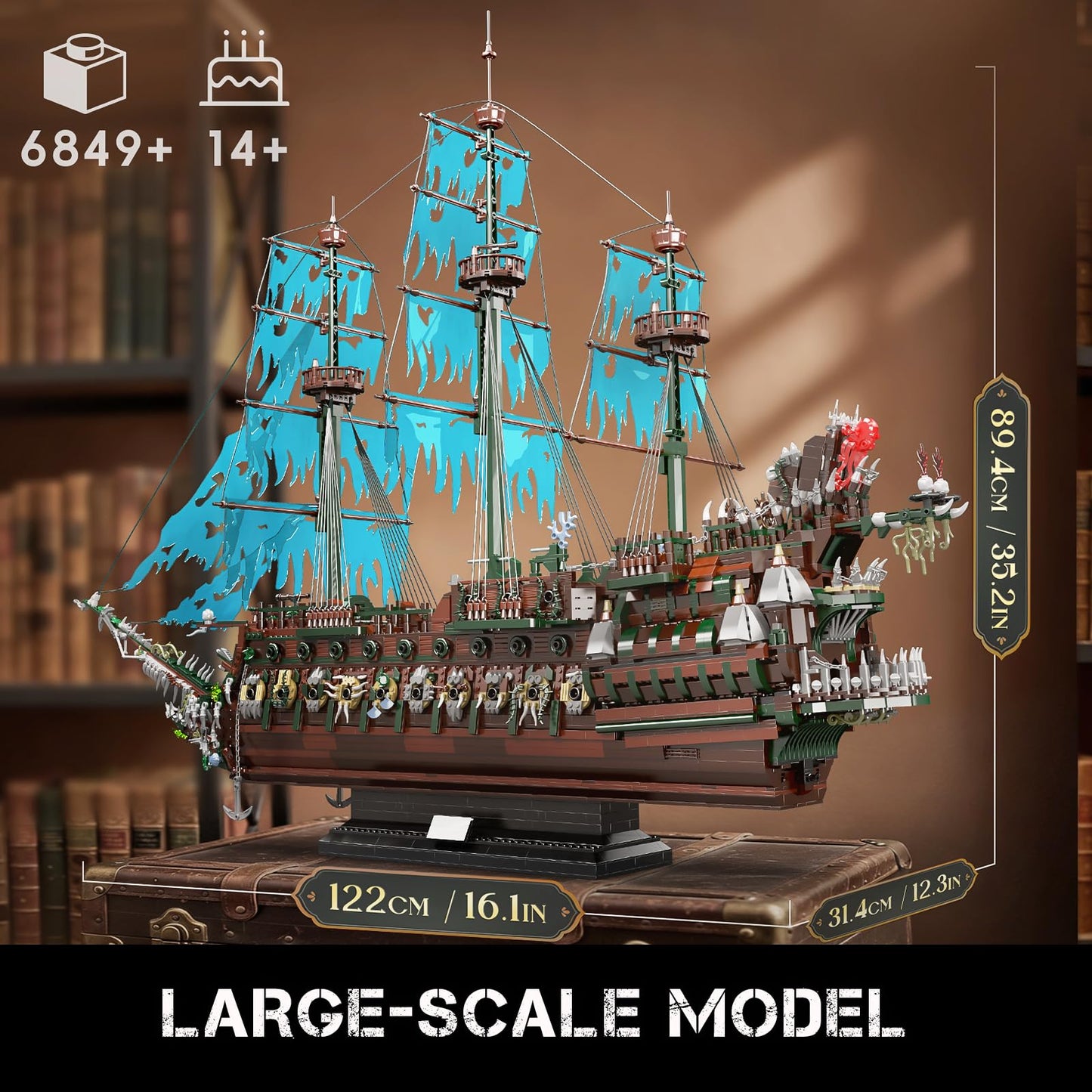 Mould King 13218 Pirate Ship Building Toy, MOC Flying Dutchman Model Ship Boat, Toy Building Sets for Adults, Halloween Decor Christmas Birthday Gifts for Teens Collections (6849 Pieces)