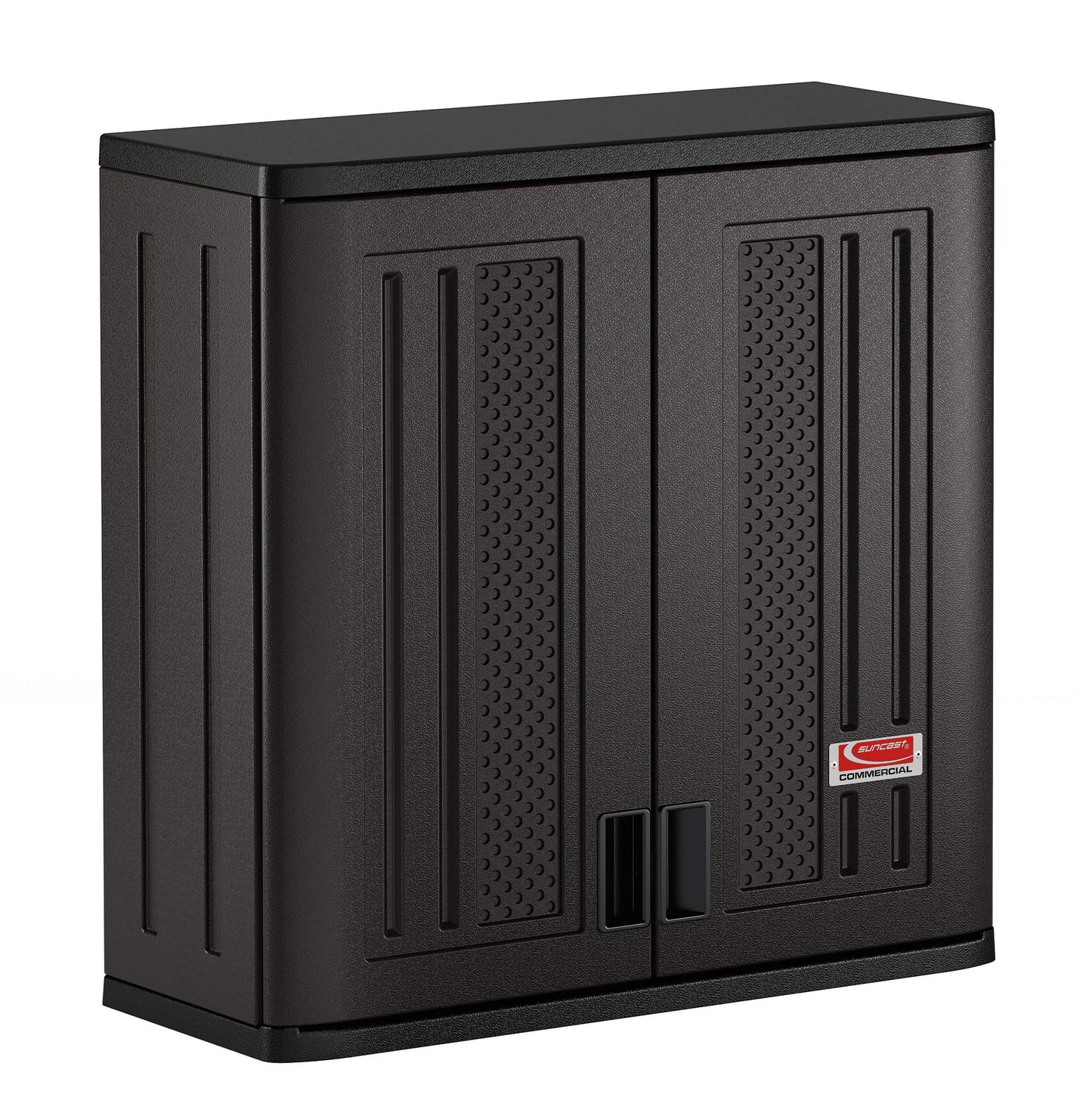 Suncast Commercial 4 Cubic Ft. Heavy-Duty Resin Wall Cabinet with Adjustable Metal-Reinforced Shelf, and Lockable Handles for Indoor and Outdoor Storage, Black, Made in the USA
