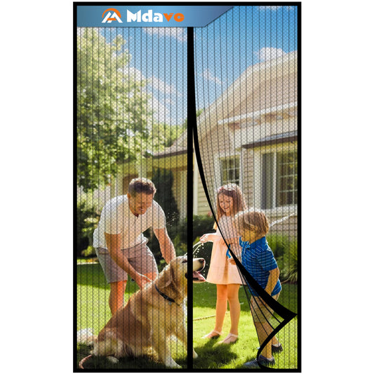 Magnetic Screen Door, Heavy Duty Door Screen Magnetic Closure Keep Bugs Out,Pet & Kid Friendly，Hands Free Door Screen Fit Door Size40 x 96 Inches ‎Black