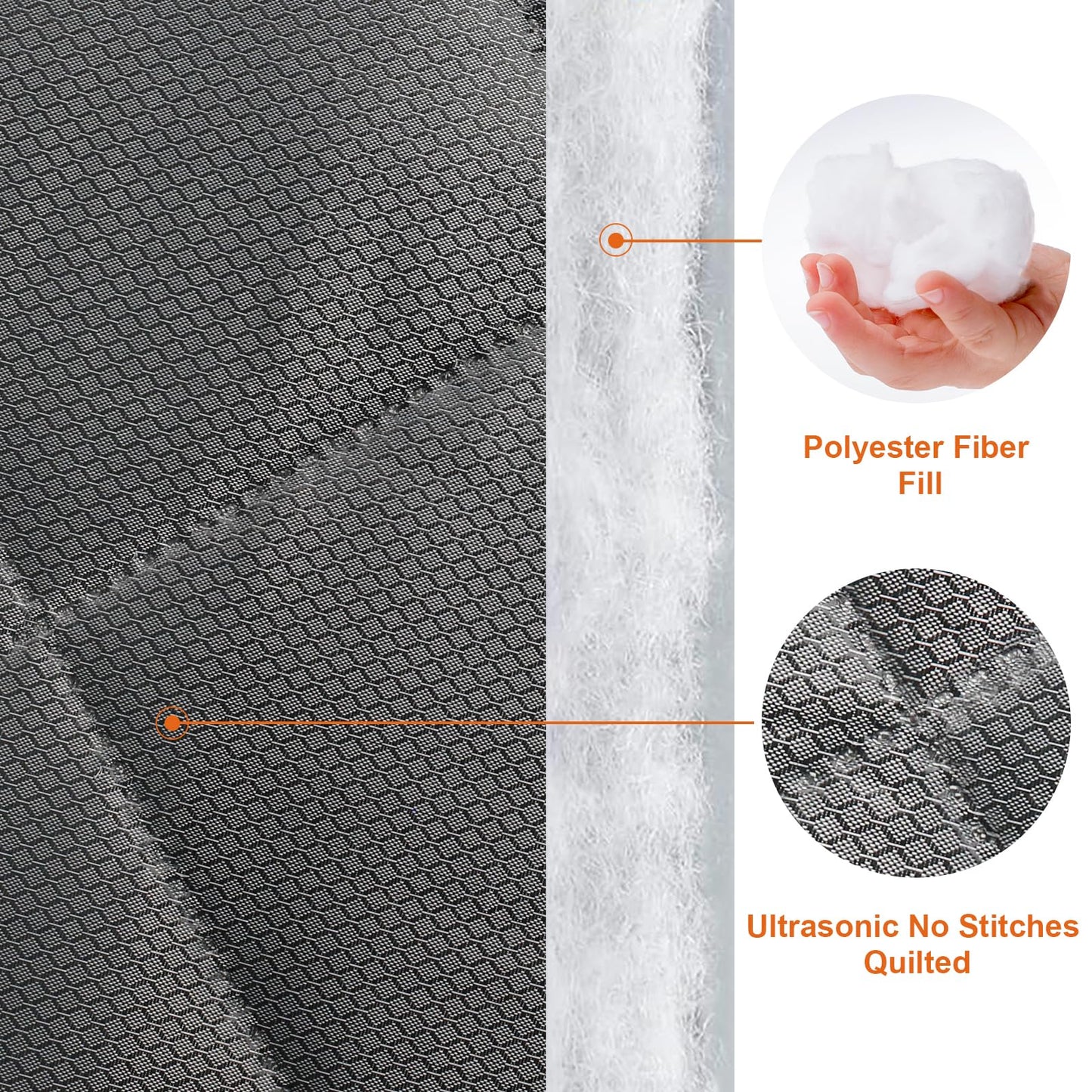 WochiTV Magnetic Thermal Insulated Door Curtain Fits Door Size 32" x 80", Durable Waterproof Cloth, Polyester Fiber Filling, Weatherproof, Windproof, Reduce Noise, Visible Panels, Side Opening, Gray