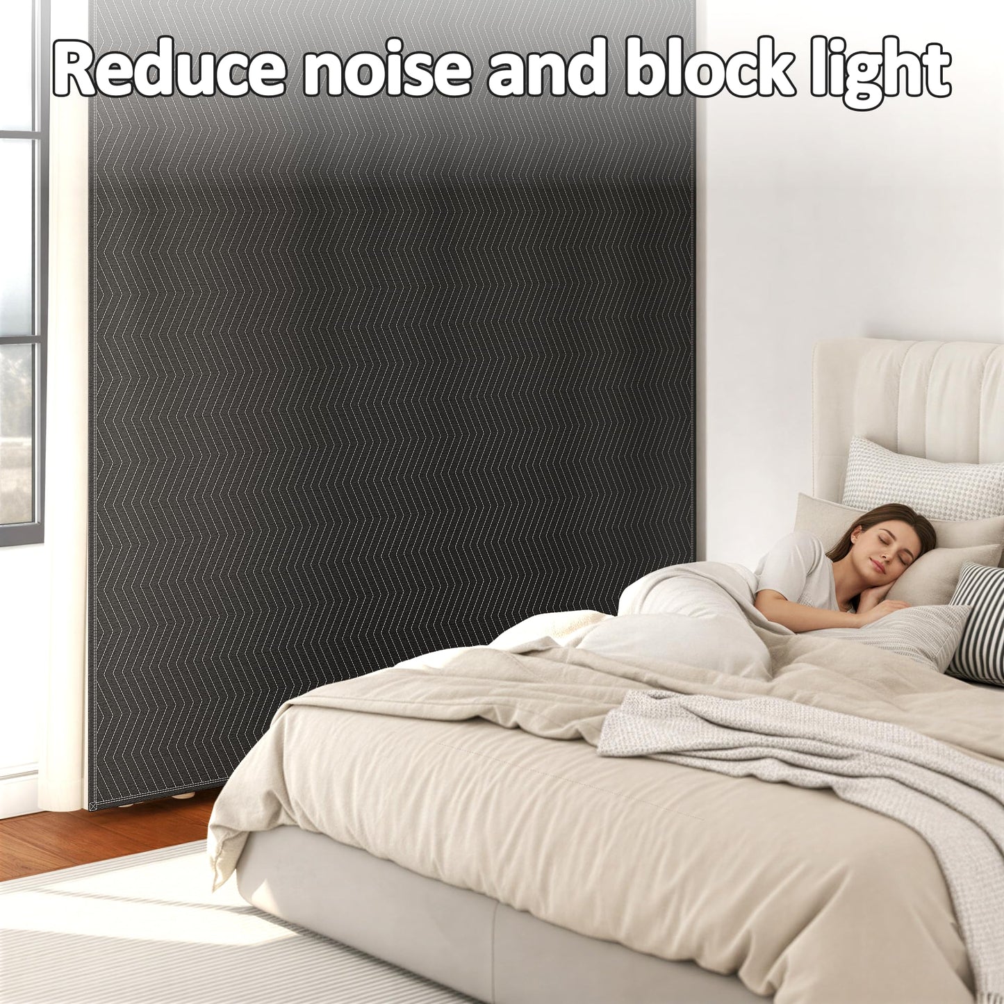 petour Soundproof Blanket for Door 4PCS, 96" x 80" Heavy Duty Acoustic Sound Dampening Blanket with Metal Grommets, Noise Reduction & Light Blocking for Studio, Room, Basement (96" x 80")